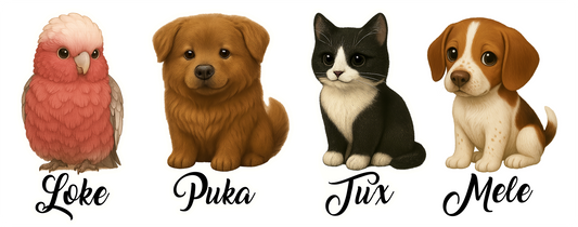Custom Multi-Pet Illustration Sticker